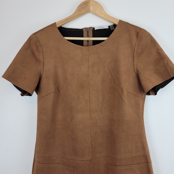 DEX | Faux Brown Suede Dress Size Small - Picture 6 of 9